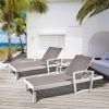 Outdoor Chaise Lounge Reclining Chair Pack of 1, All Weather Resistant Patio Beach Sling Folding Chair, Anti-Rust Aluminum Frame